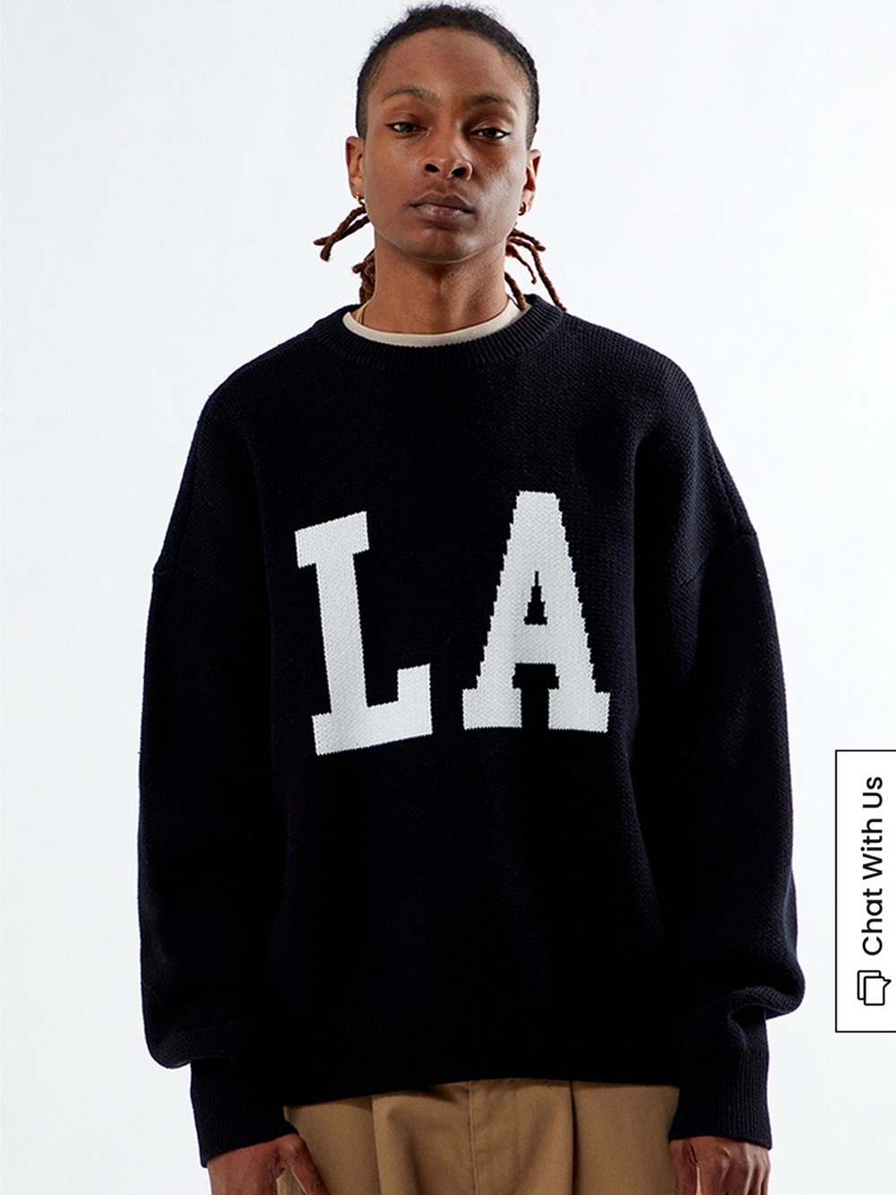 PacSun Black Crewneck Sweater with White LA Graphic